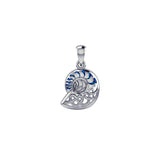 Celtic Nautilus And Double Heart Sterling Silver Pendant TPD6082