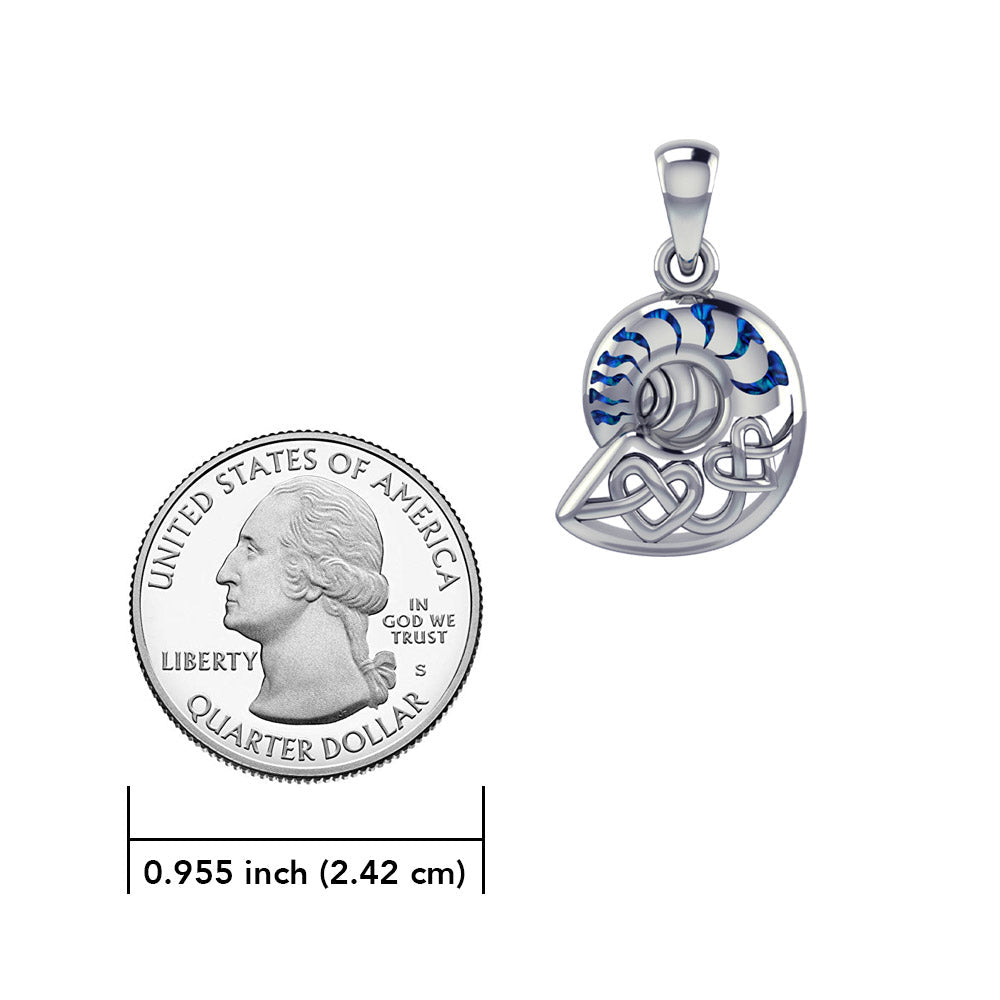 Celtic Nautilus And Double Heart Sterling Silver Pendant TPD6082