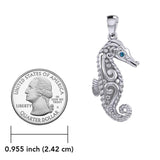 Seahorse with Aboriginal Designs Engrave into Body Silver Pendant TPD6112 - Jewelry