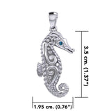 Seahorse with Aboriginal Designs Engrave into Body Silver Pendant TPD6112 - Jewelry