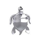 Turtle with Wave Design on The Shell Silver Locket Pendant and Pin in One TPD6113 - Jewelry