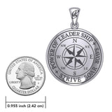 The Compass Rose Silver Pendant with the Power of Leadership Engraving TPD6162 - Jewelry