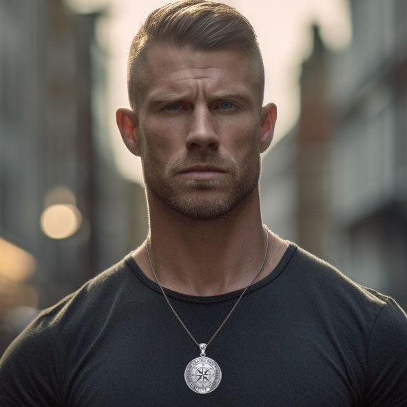 The Compass Rose Silver Pendant with the Power of Leadership Engraving TPD6162 - Jewelry