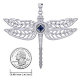 Dragonfly with Facet Gemstone NA Symbol Silver Pendant TPD6163 - Jewelry