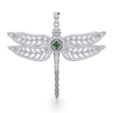 Dragonfly with Facet Gemstone NA Symbol Silver Pendant TPD6163 - Jewelry