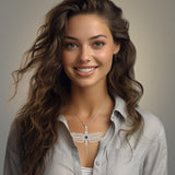 Dragonfly with Facet Gemstone NA Symbol Silver Pendant TPD6163 - Jewelry