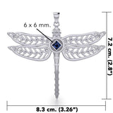 Dragonfly with Facet Gemstone NA Symbol Silver Pendant TPD6163 - Jewelry