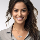 The Angel Wing with Facet Gemstone NA Symbol Silver Pendant TPD6164 - Jewelry