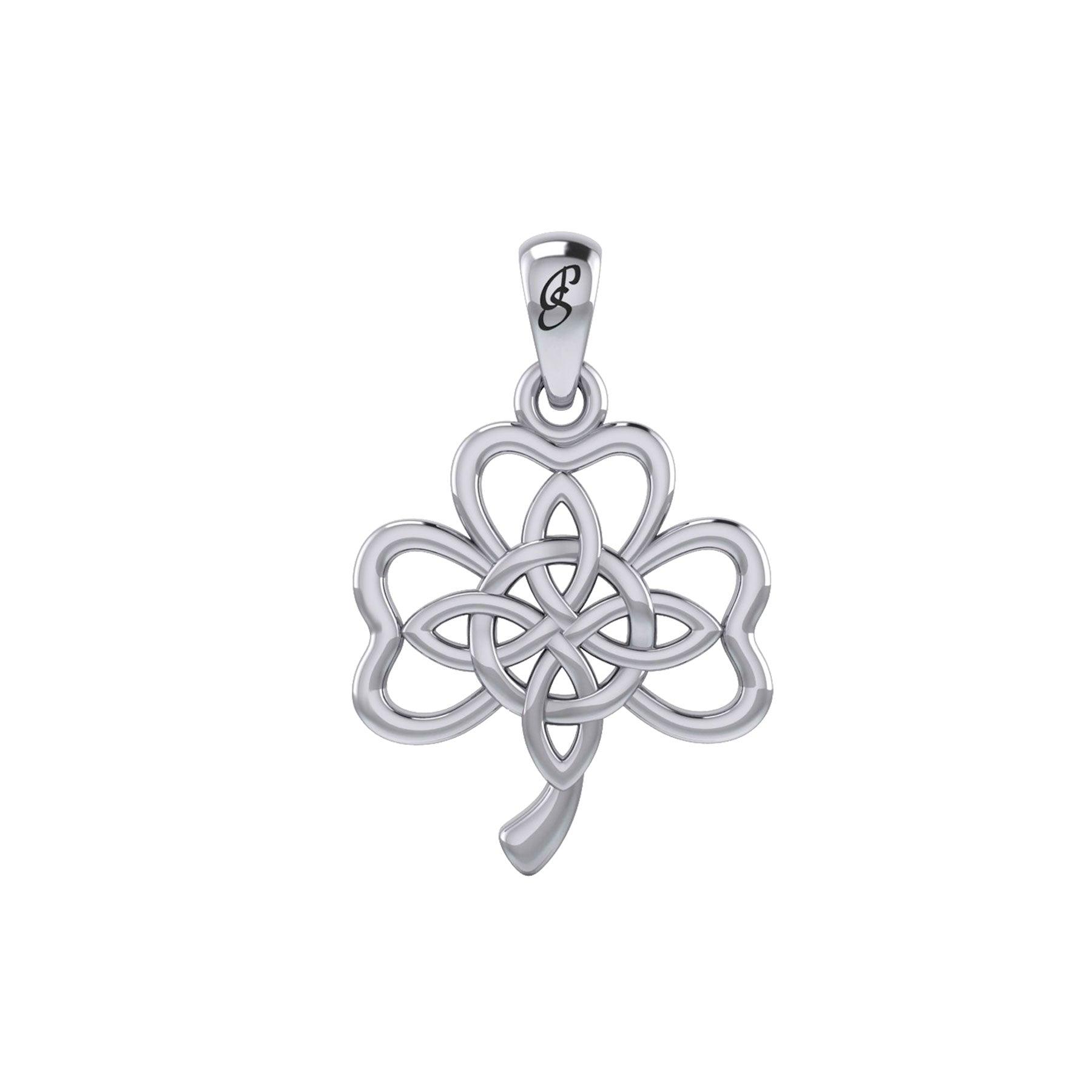 Celtic Shamrock and Four-Point Knots Sterling Silver Pendant - Intricate Connections by Peter Stone Jewelry TPD6206 - Jewelry