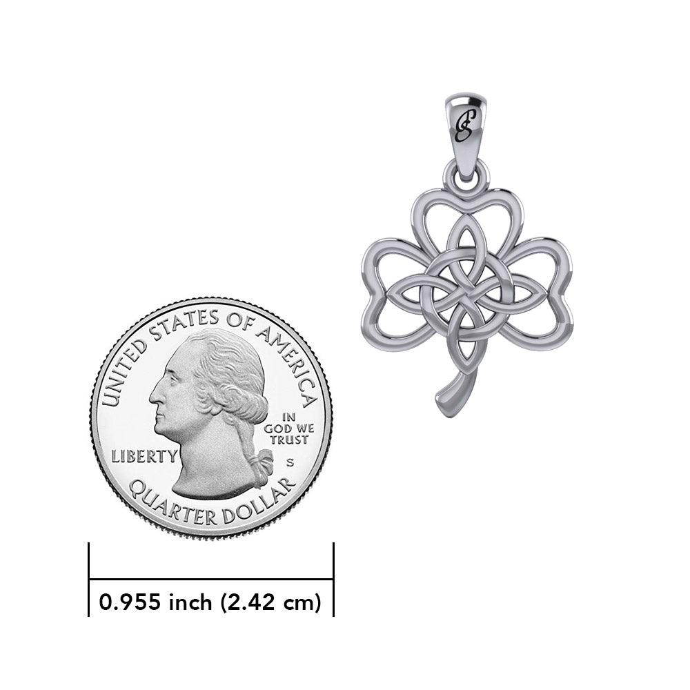 Celtic Shamrock and Four-Point Knots Sterling Silver Pendant - Intricate Connections by Peter Stone Jewelry TPD6206 - Jewelry