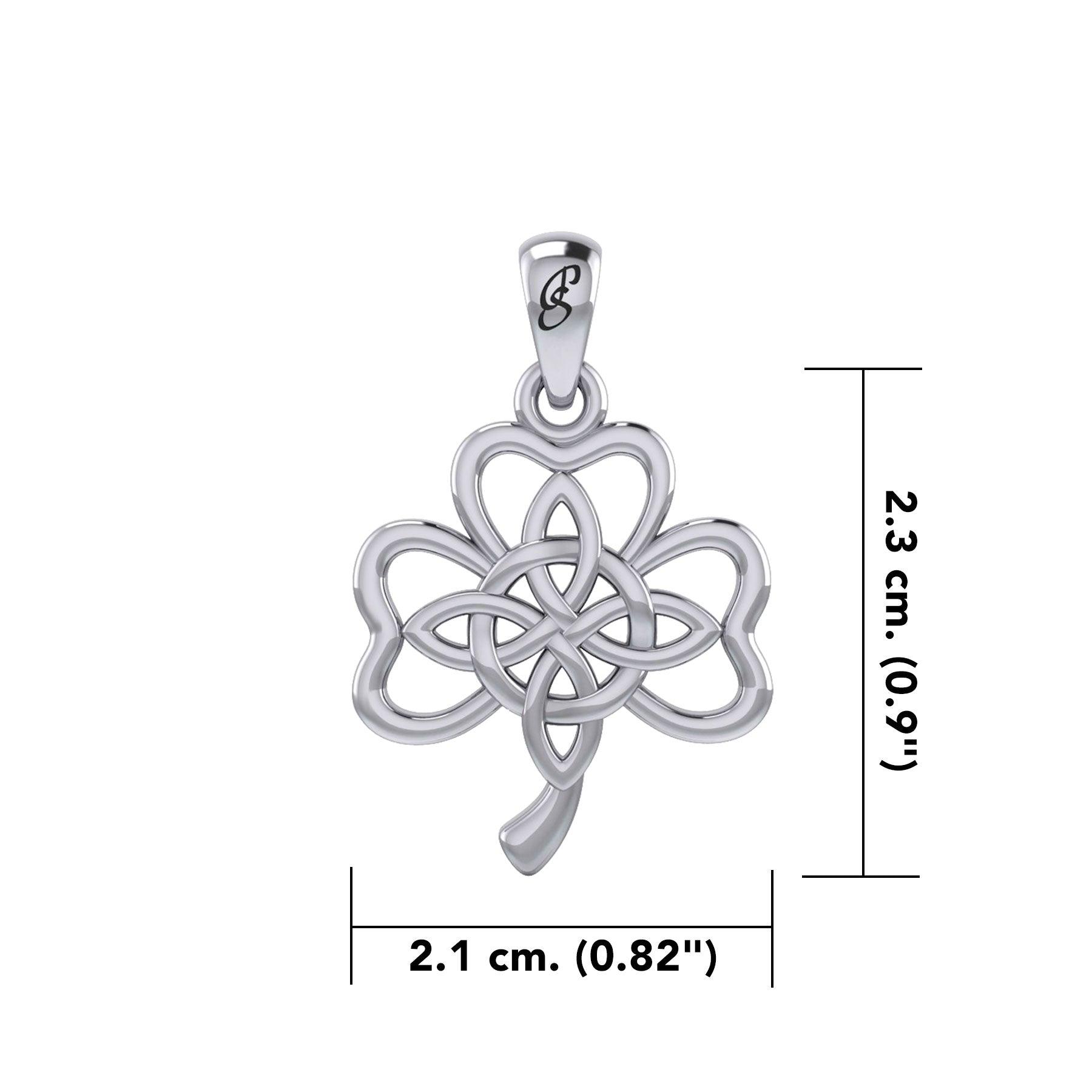 Celtic Shamrock and Four-Point Knots Sterling Silver Pendant - Intricate Connections by Peter Stone Jewelry TPD6206 - Jewelry
