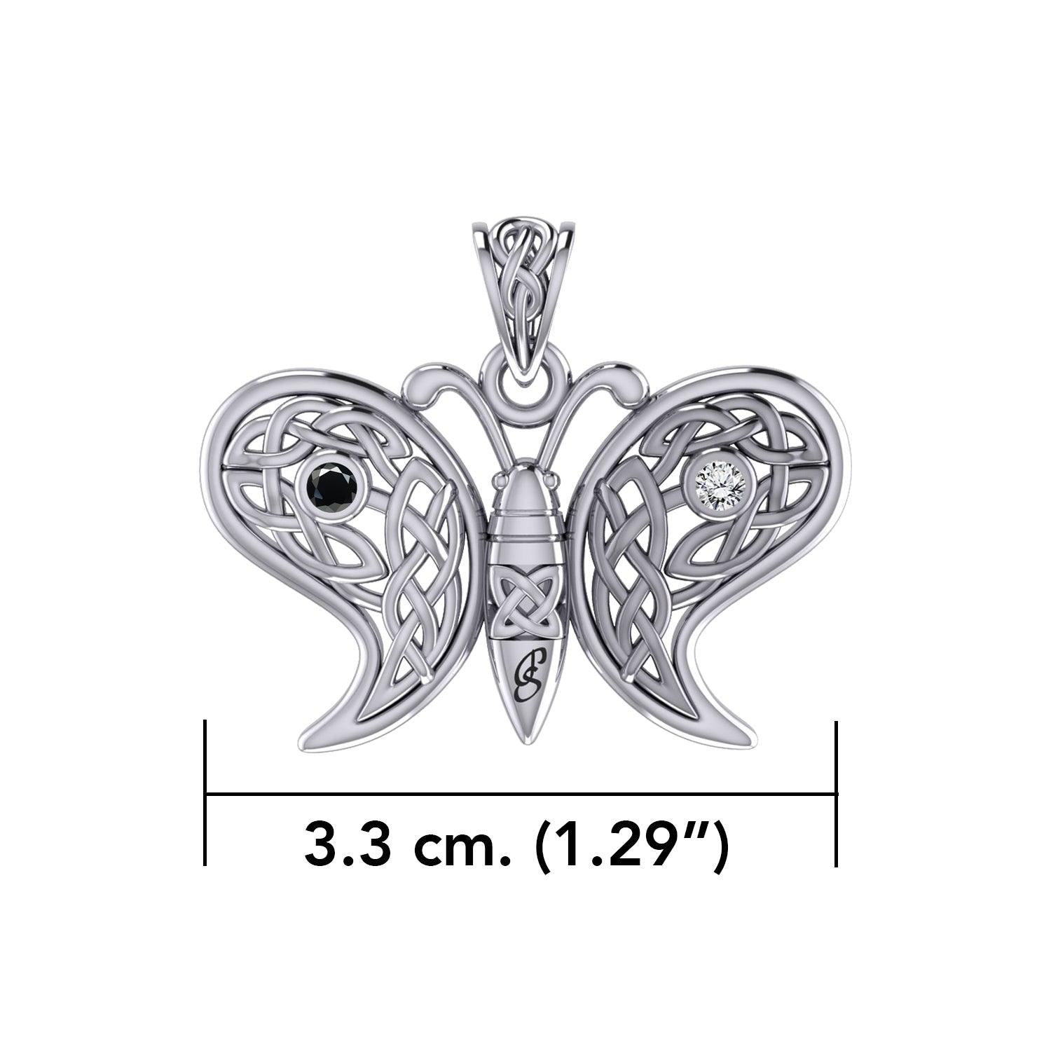 Sterling Silver Spiritual Harmony Celtic Yin Yang Gemstone butterfly Pendant by Peter Stone Jewelry TPD6208 - Jewelry