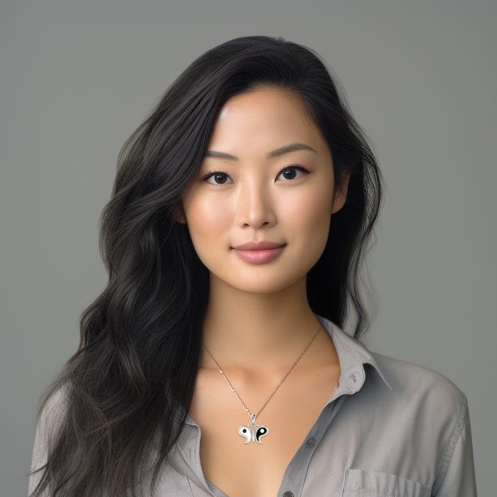 Harmony and Balance Sterling Silver Yin Yang Butterfly Pendant by Peter Stone Jewelry TPD6210 - Jewelry