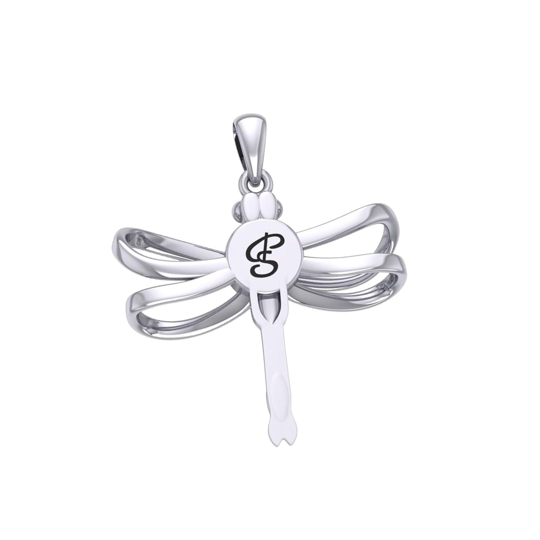 Ethereal Dragonfly Sterling Silver Pendant with Spiritual Gemstone by Peter Stone Jewelry - Divine Insect Symbolism for Spiritual Connection TPD6211 - Jewelry