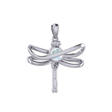 Ethereal Dragonfly Sterling Silver Pendant with Spiritual Gemstone by Peter Stone Jewelry - Divine Insect Symbolism for Spiritual Connection TPD6211 - Jewelry