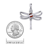 Ethereal Dragonfly Sterling Silver Pendant with Spiritual Gemstone by Peter Stone Jewelry - Divine Insect Symbolism for Spiritual Connection TPD6211 - Jewelry