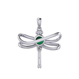 Ethereal Dragonfly Sterling Silver Pendant with Spiritual Gemstone by Peter Stone Jewelry - Divine Insect Symbolism for Spiritual Connection TPD6211 - Jewelry