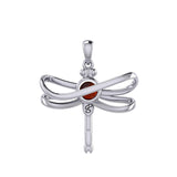 Ethereal Dragonfly Sterling Silver Pendant with Spiritual Gemstone by Peter Stone Jewelry - Divine Insect Symbolism for Spiritual Connection TPD6211 - Jewelry
