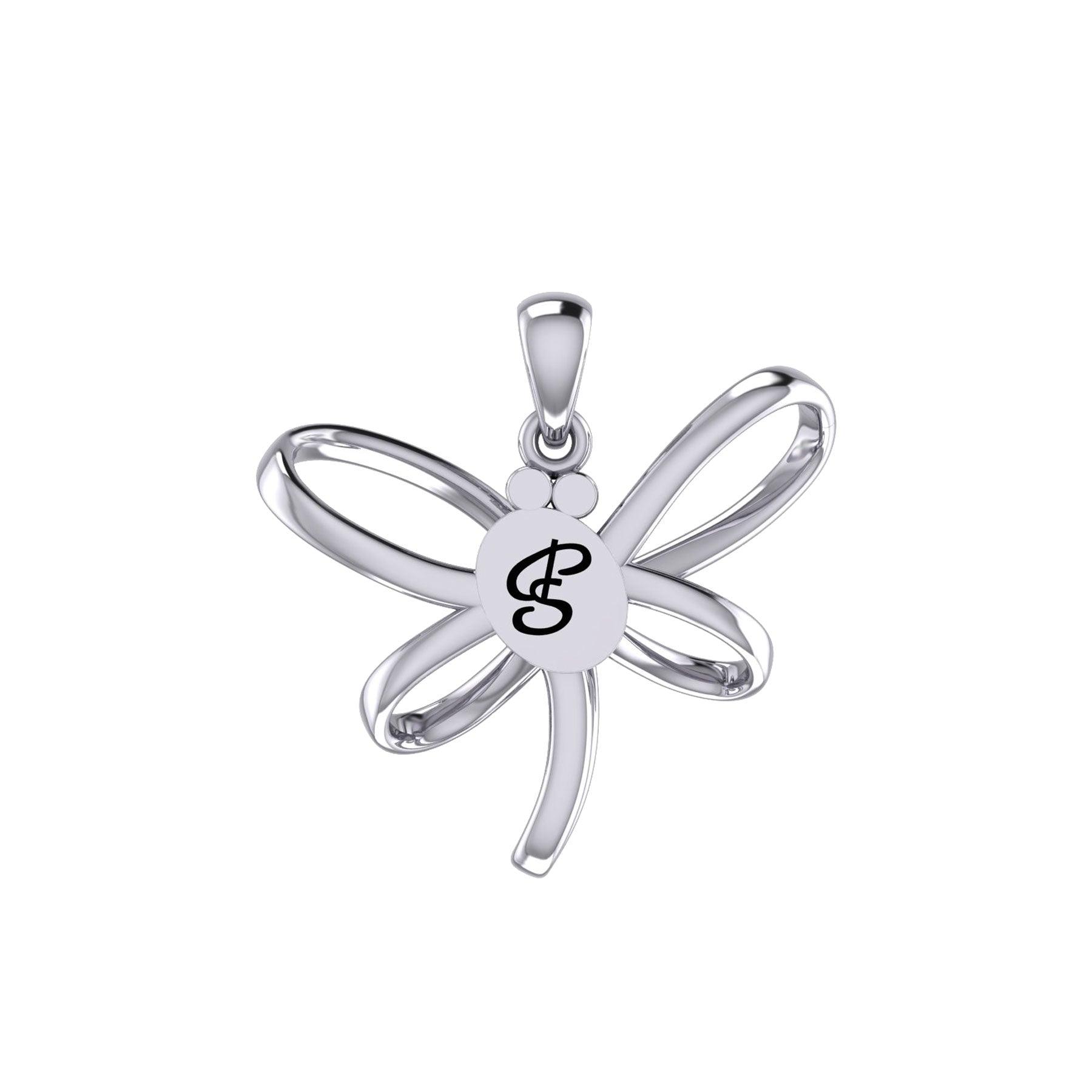 Serenity Soars: Eternal Dragonfly Sterling Silver Pendant with Oval Gemstone Connection by Peter Stone Jewelry - Inspiring Your Journey to Success TPD6212 - Jewelry