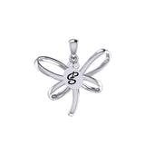 Serenity Soars: Eternal Dragonfly Sterling Silver Pendant with Oval Gemstone Connection by Peter Stone Jewelry - Inspiring Your Journey to Success TPD6212 - Jewelry