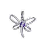 Serenity Soars: Eternal Dragonfly Sterling Silver Pendant with Oval Gemstone Connection by Peter Stone Jewelry - Inspiring Your Journey to Success TPD6212 - Jewelry