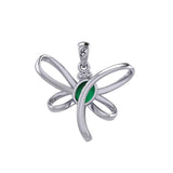 Serenity Soars: Eternal Dragonfly Sterling Silver Pendant with Oval Gemstone Connection by Peter Stone Jewelry - Inspiring Your Journey to Success TPD6212 - Jewelry