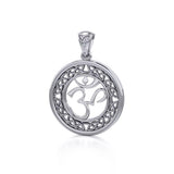 Om with Celtic Border Sterling Silver Pendant TPD6276