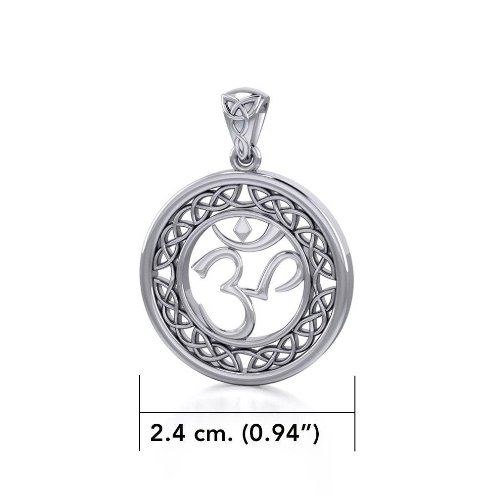Om with Celtic Border Silver Pendant TPD6276 - Jewelry