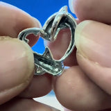 DiveSilver Double Whale Shark Heart Sterling Silver Slider Pendant TPD6308