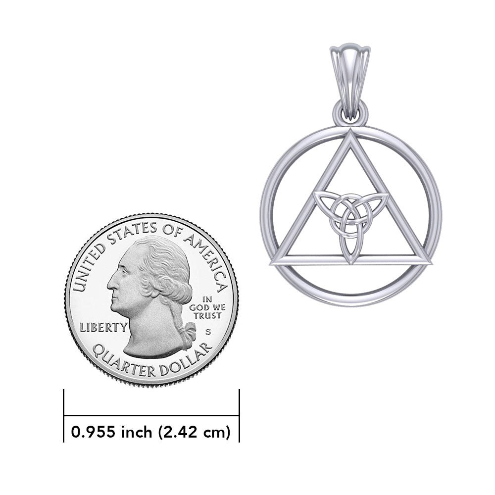 AA Recovery Symbol with Triquetra Sterling Silver Pendant TPD6330