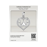 AA Recovery Symbol With Heart Sterling Silver Pendant TPD6350