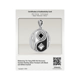 Balancing Yin Yang With NA Recovery Symbol Sterling Silver Pendant with Black and White Enamel TPD6352