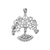 Tree of Life with Peace and Faith Symbols Solid Gold Pendant GPD6364