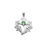 Celtic Thistle Sterling Silver Pendant with Gemstone TPD6394