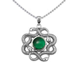 Ouroboros Snake with Celtic Knot Sterling Silver Pendant with Gem TPD6410