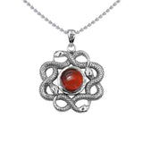 Ouroboros Snake with Celtic Knot Sterling Silver Pendant with Gem TPD6410