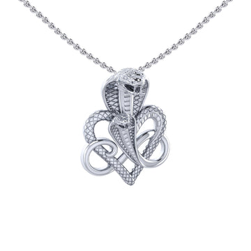 Double Snake with Infinity and Heart Sterling Silver Slider Pendant TPD6419