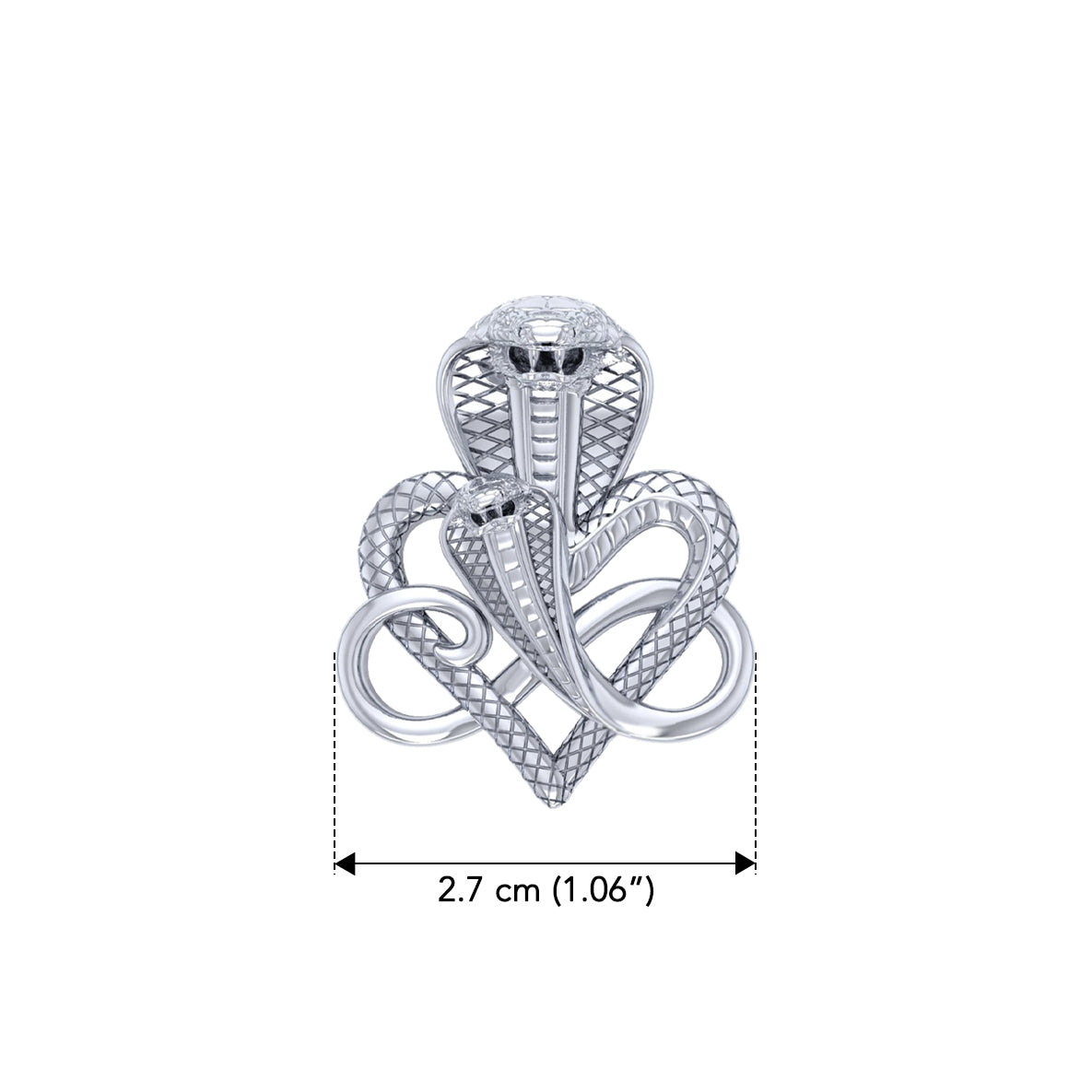 Double Snake with Infinity and Heart Sterling Silver Slider Pendant TPD6419