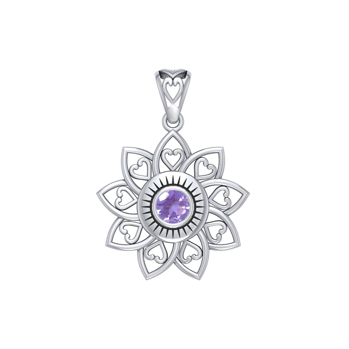 The Flower of Unity Sterling Silver Pendant with Gemstone TPD6420