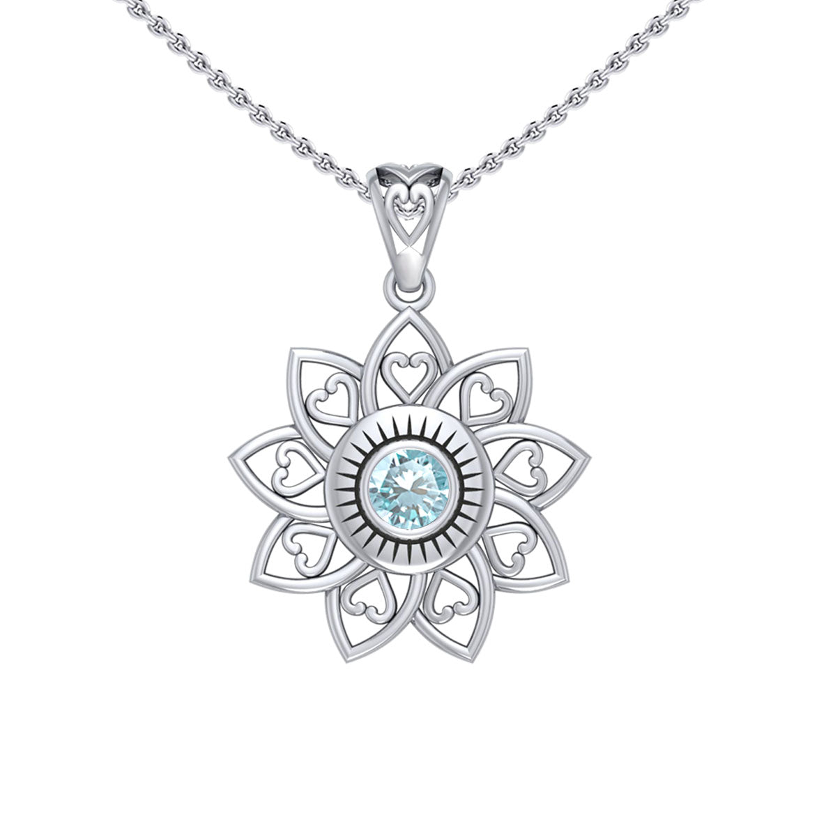 The Flower of Unity Sterling Silver Pendant with Gemstone TPD6420