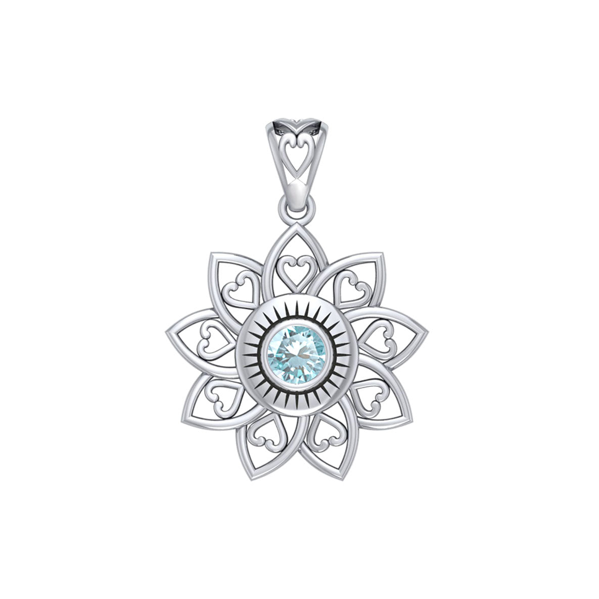 The Flower of Unity Sterling Silver Pendant with Gemstone TPD6420