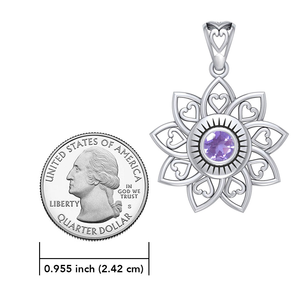 The Flower of Unity Sterling Silver Pendant with Gemstone TPD6420