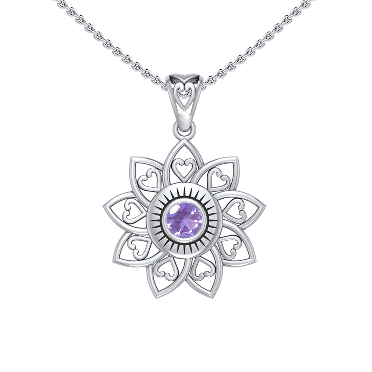The Flower of Unity Sterling Silver Pendant with Gemstone TPD6420