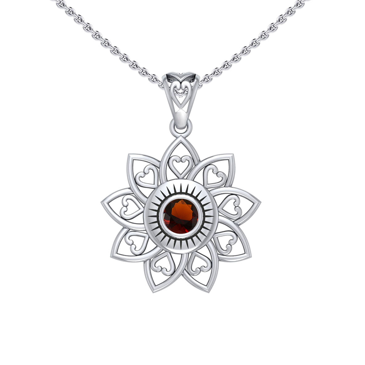 The Flower of Unity Sterling Silver Pendant with Gemstone TPD6420