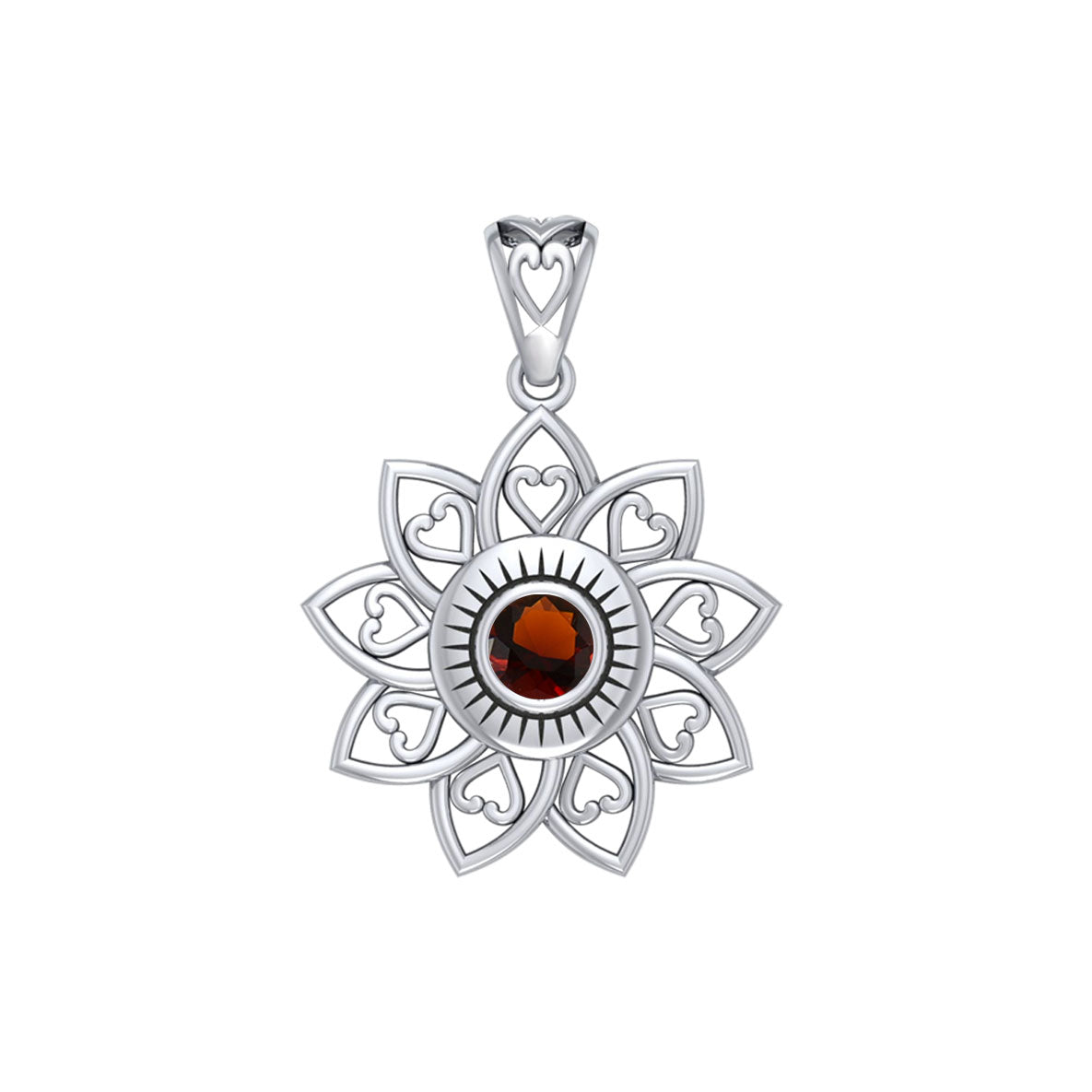 The Flower of Unity Sterling Silver Pendant with Gemstone TPD6420