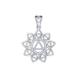The Flower of Unity with AA Recovery Symbol Sterling Silver Pendant TPD6422