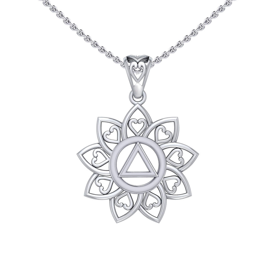 The Flower of Unity with AA Recovery Symbol Sterling Silver Pendant TPD6422