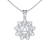 The Flower of Unity with AA Recovery Symbol Sterling Silver Pendant TPD6422