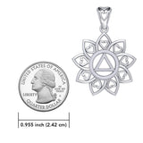 The Flower of Unity with AA Recovery Symbol Sterling Silver Pendant TPD6422