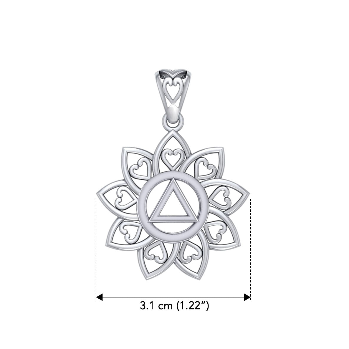 The Flower of Unity with AA Recovery Symbol Sterling Silver Pendant TPD6422